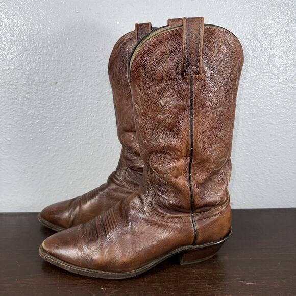 Dan Post Brown Embroidered Leather Cowboy Boots 9600 Men’s Size 11.5 EW EUC - Picture 1 of 11